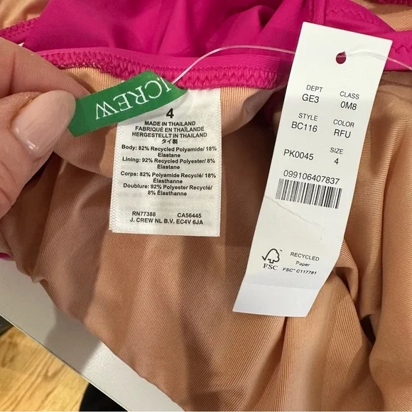 Jcrew Ruched Plunge Neckline One Piece Swimsuit Pink - Picture 6 of 8